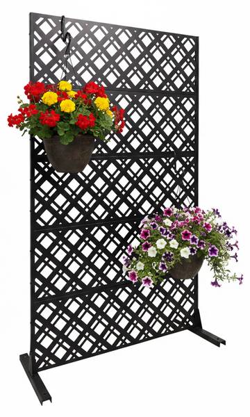 Sichtschutz für Garten Rautenmotiv Schwarz - Eisen - 110 x 183 x 50 cm