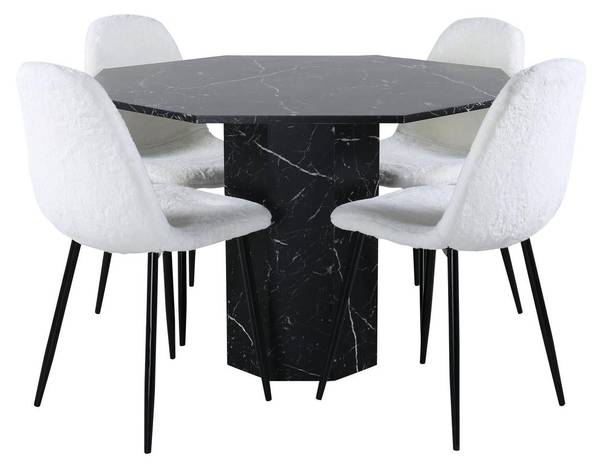 Essgruppe Marbs + Polar (5-teilig) Schwarz - Microfaser - 110 x 75 x 110 cm