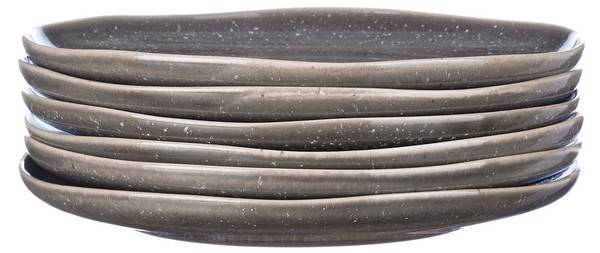 Bord STELLAR set van 6 grijs - keramiek - 27 x 3 x 27 cm