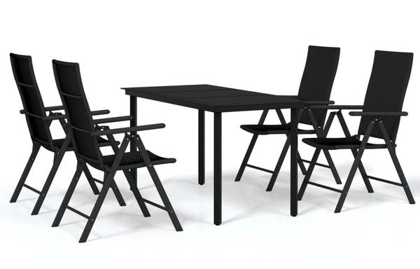 Garten-Essgruppe 3013381-1 (5-teilig) Schwarz - Aluminium - Stahl - Polyethylen - 70 x 74 x 140 cm