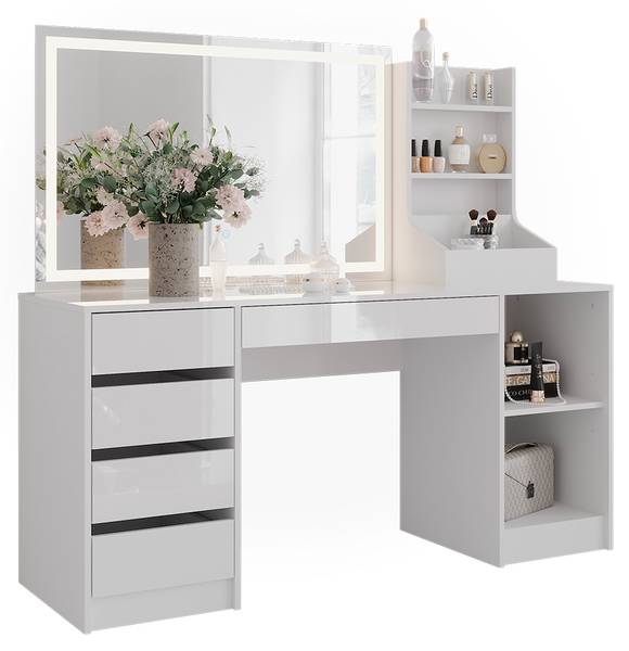 Coiffeuse Sherry 57658 lot de 3 Blanc - Bois manufacturé - 159 x 146 x 51 cm