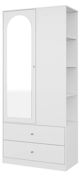 Kleiderschrank  MUDBA495 Ⅳ Weiß - Holzwerkstoff - 80 x 180 x 40 cm