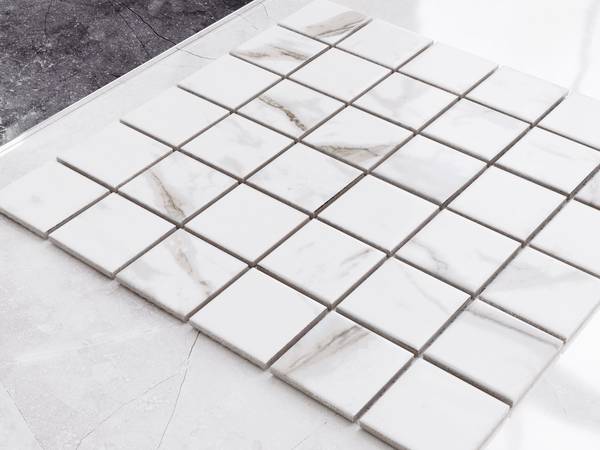 Keramikmosaik - Marble Square Weiß - Keramik - 30 x 30 x 30 cm