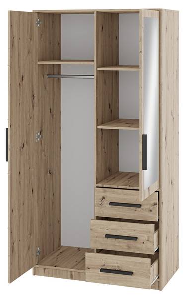 Kleiderschrank Kos D2 Braun - Holzwerkstoff - 100 x 200 x 58 cm
