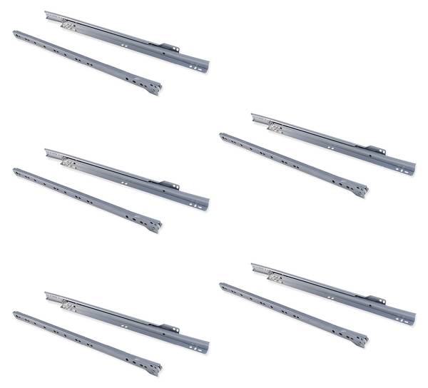 Schubladenführung Drop 5er-Set Silber - 1 x 4 x 40 cm
