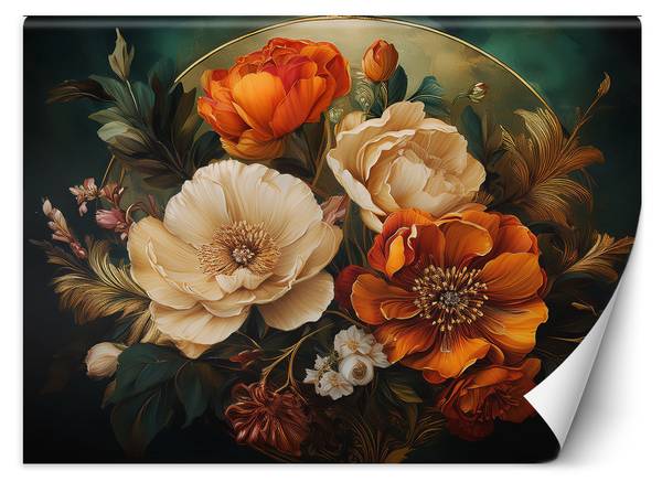 Papier peint fleurs feuilles nature 100 x 70 cm