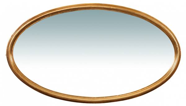 Miroir Mural Ovale SOLAIRE Doré - Bois massif - 2 x 30 x 19 cm