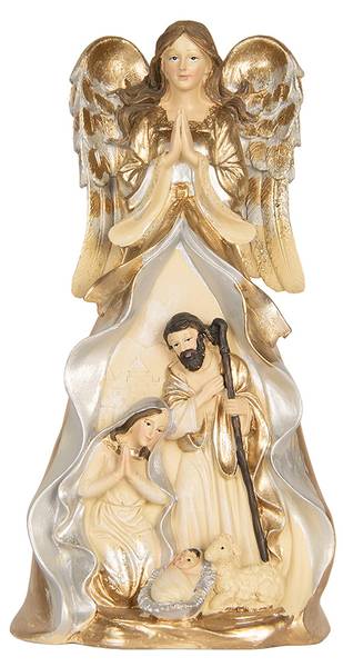 Kerstdecoratie Beeld Kerstgroep Xmas&Ash beige - kunststof - 13 x 31 x 16 cm