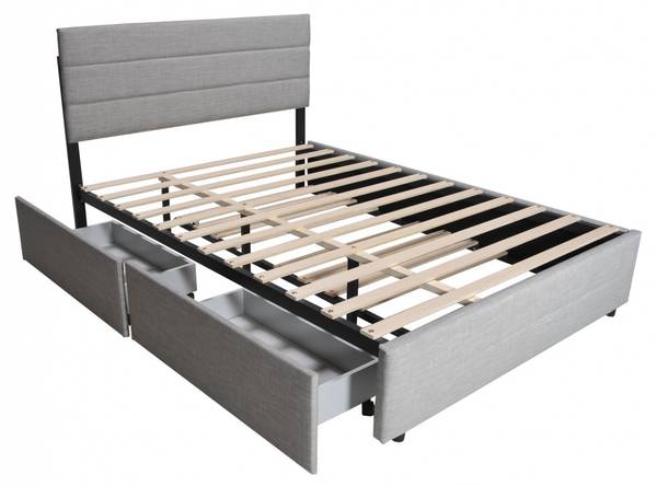 BETT mit Schubladen und Bett-Schublade Grau - Holzwerkstoff - 155 x 116 x 208 cm