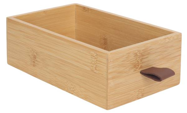Schubladenbox Bambus mit Schlaufen Braun - Hellbraun - Weiß