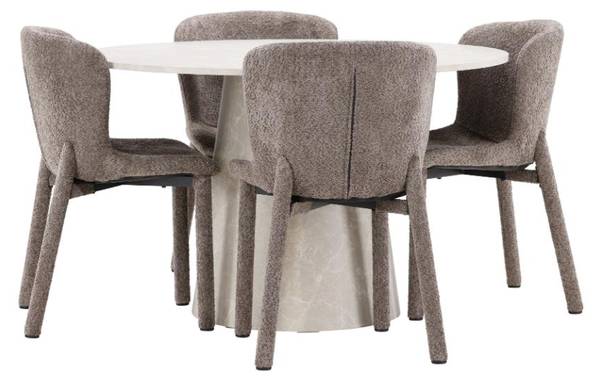 Essgruppe Lanzo (5-teilig) Beige - Holzwerkstoff - Holz teilmassiv - 120 x 75 x 120 cm