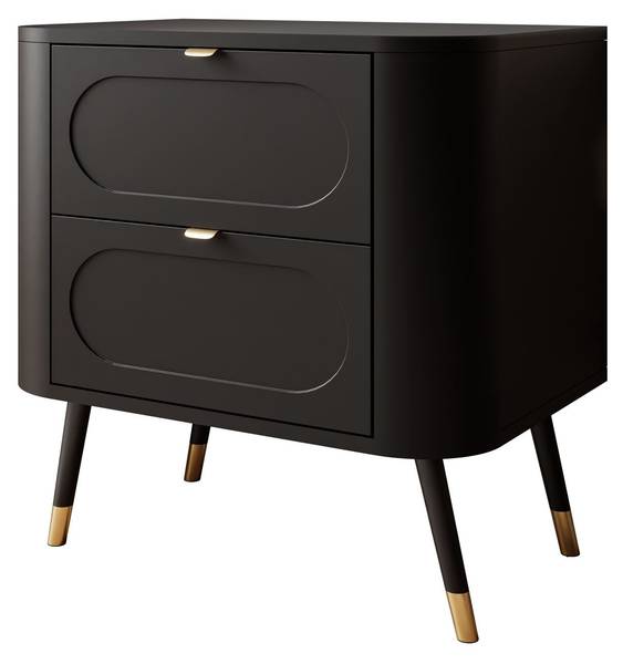 Nachttisch SHADOW 2S Schwarz - Holzwerkstoff - 60 x 61 x 40 cm