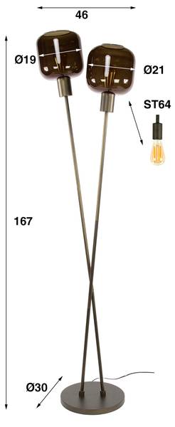 Stehleuchte BRONZA Braun - Glas - 46 x 167 x 30 cm