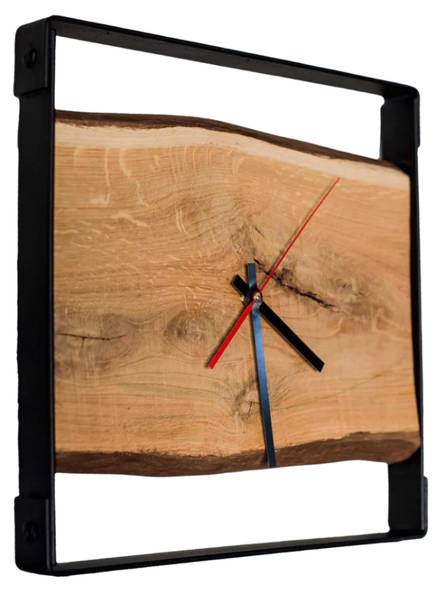 Wanduhr EFFO mit Nuten Braun - Massivholz - 38 x 37 x 4 cm