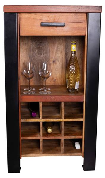 Weinschrank Venosa Braun - Mango - Eisen - 56 x 102 x 45 cm