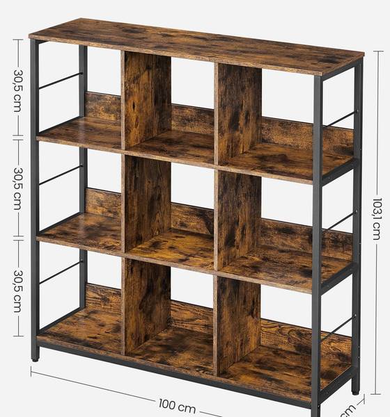 Bücherregal Basseterre Braun - Holzwerkstoff - 100 x 104 x 30 cm