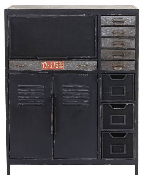 Apothekerkommode F32 Schwarz - Metall - 89 x 115 x 35 cm