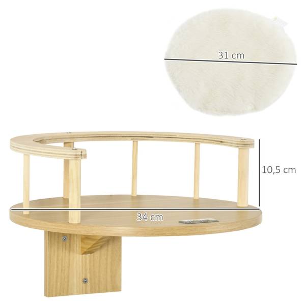 Wandmontiertes Katzenbett CP40 Braun - Textil - 11 x 11 x 34 cm
