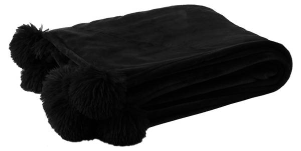 Decke Hotel Chic Schwarz - Kunstfell - 130 x 1 x 170 cm