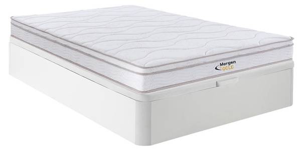 Ensemble matelas et sommier WOLKENTANZ Blanc - En partie en bois massif - 140 x 30 x 190 cm