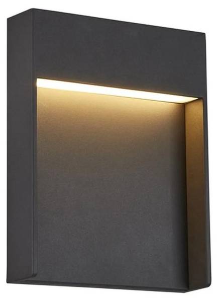 Wandleuchte Flatt Grau - Aluminium - 18 x 23 x 7 cm