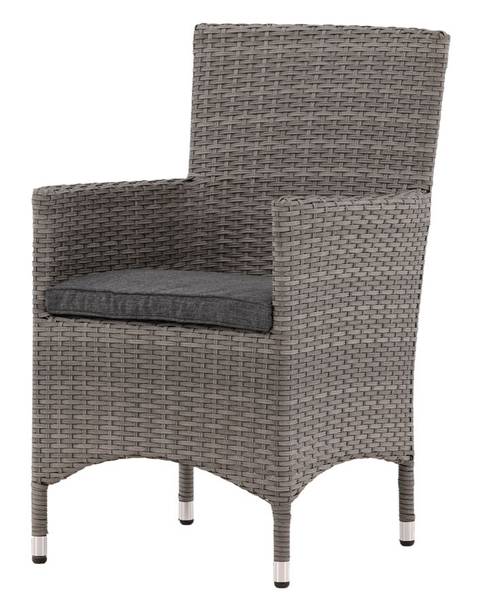Gartenstuhl Malin 2er Set Grau - Rattan - 58 x 92 x 65 cm