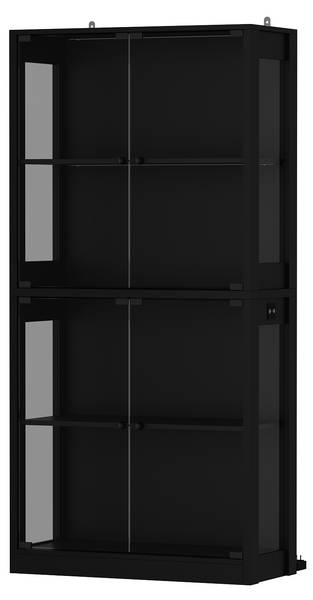 Glasvitrine LX541 Schwarz - Holzwerkstoff - Glas - 80 x 165 x 35 cm