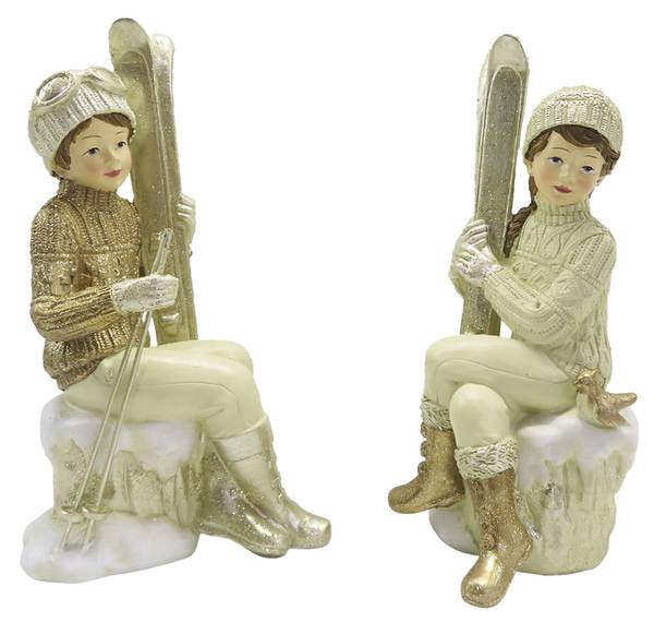 Figur 2-er Set Kinder Xmas-OmarV 2er Set Beige - Kunststoff - 7 x 18 x 10 cm