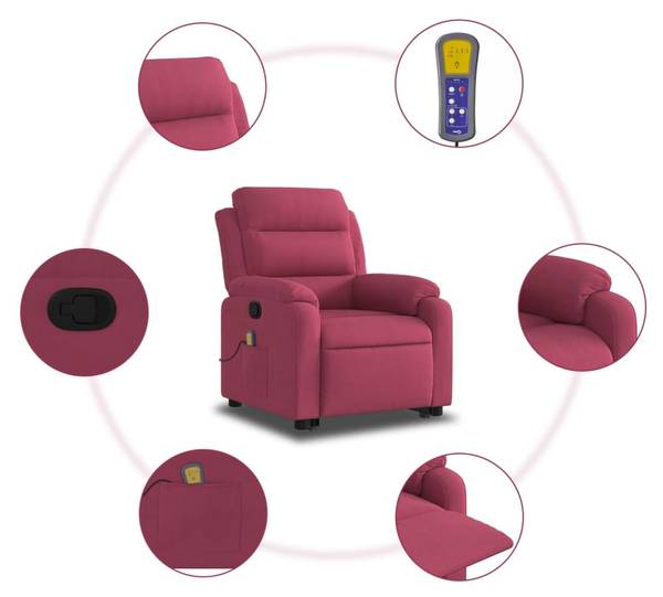 Massagesessel mit Aufstehhilfe 3032395-2 Rot - Rotbraun