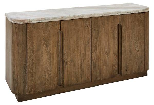 Dressoir BUREN beige - massief hout - 43 x 80 x 162 cm