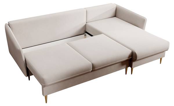 Hoekbank VOLIO beige - velours - 223 x 88 x 145 cm
