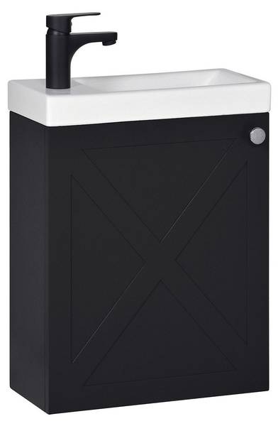 Badmöbel-Set AVA 2-teilig Schwarz - Holzwerkstoff - 41 x 53 x 22 cm