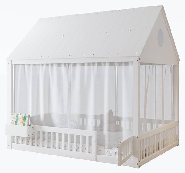 Kinderbett LucySafe Ⅰ Weiß - Holzwerkstoff - 151 x 183 x 207 cm