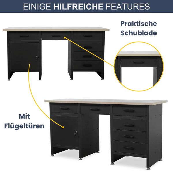 Werkbank FRANK 1 Schließfach Schwarz
