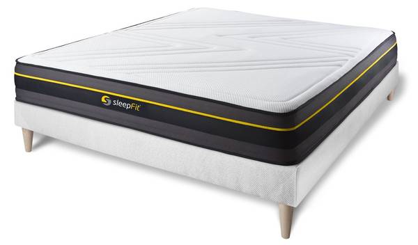 Bettgestell und Matratze Active -  180 Weiß - Massivholz - 180 x 53 x 220 cm
