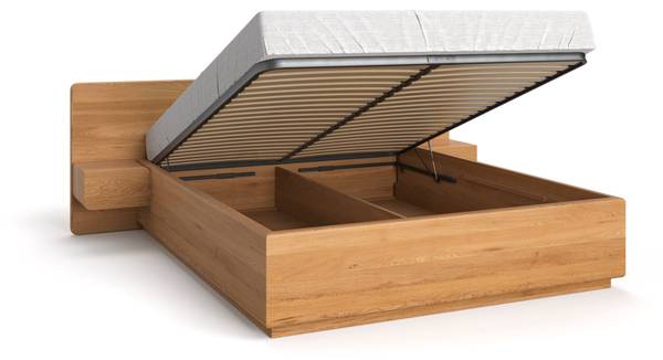 Massivholzbett Wide mit Bettkasten 200 x 200 cm