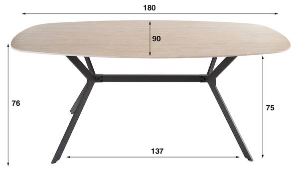 Esstisch TRAVER Beige - Holz teilmassiv - 180 x 76 x 90 cm