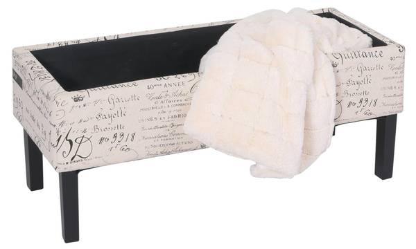 Sitzbank Renens Schriftzug creme Weiß - Textil - 36 x 44 x 95 cm