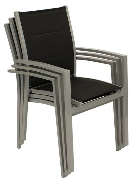 Balkongarnitur BAGO 5-teilig Schwarz - Grau - Aluminium - 70 x 74 x 120 cm