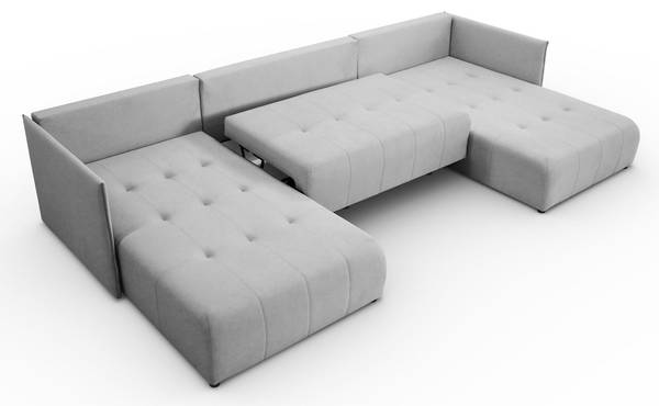Ecksofa APOLLO U mit Schlaffunktion Grau - Polyester - 348 x 93 x 188 cm