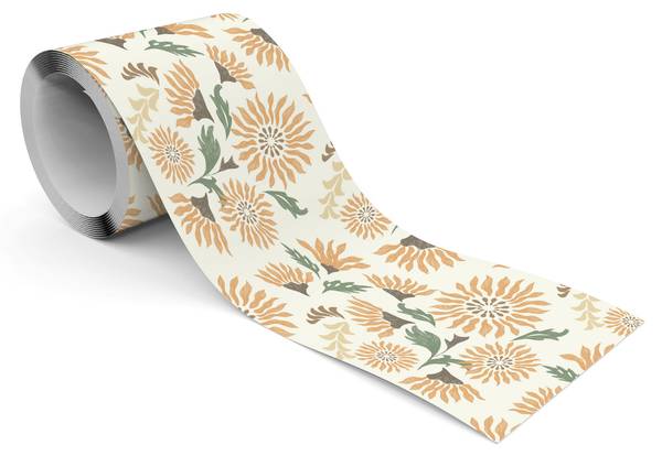 Tapetenbordüre BLUMEN Blätter Retro Stil Beige - Grün - Fleece - 10 x 300 x 300 cm