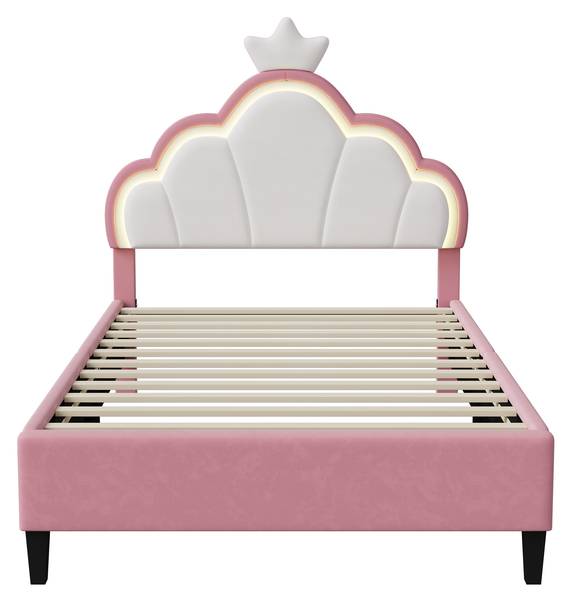 Polsterbett KroneBett HSGJSF57 Pink - Metall - Massivholz - 204 x 128 x 91 cm