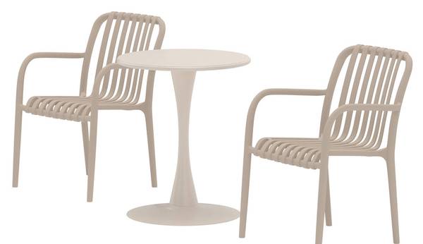 Café-Set Leano Beige - Stahl - 60 x 70 x 60 cm