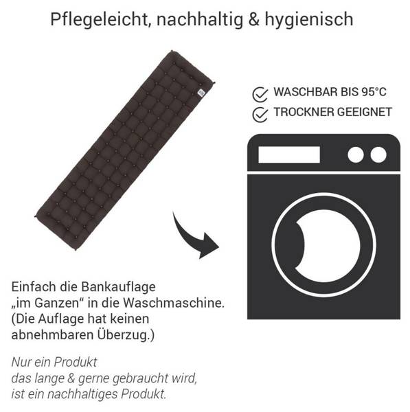 Bankauflage Sydney Braun - Tiefe: 180 cm