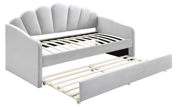 Lit banquette ELUSIA Gris - Textile - 100 x 116 x 204 cm