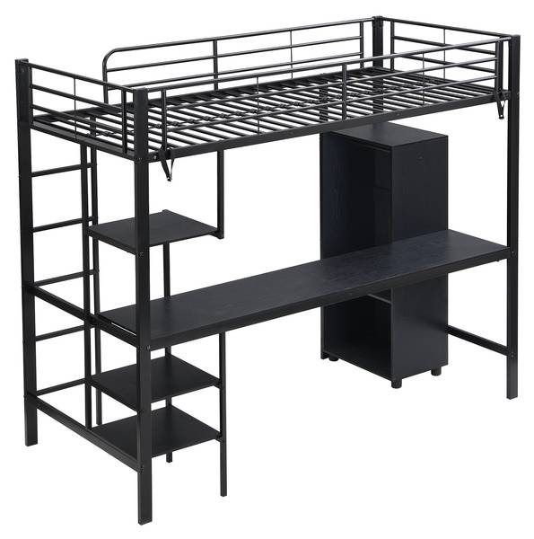 Hochbett EveMetal Ⅰ Schwarz - Eisen - 95 x 180 x 204 cm