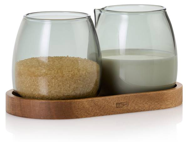 Milch und Zucker Set Yuna Grau - Glas - 7 x 8 x 8 cm