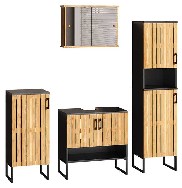 Badkamermeubel Vayra 56198 set van 4 bruin - staal - 60 x 66 x 33 cm