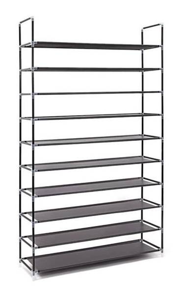 Schoenenrek stof voor 50 paar schoenen zwart - wit - staal - 100 x 176 x 29 cm