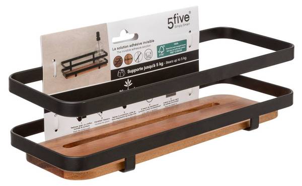 Regal BLACKACIA Schwarz - Stein - 10 x 8 x 25 cm